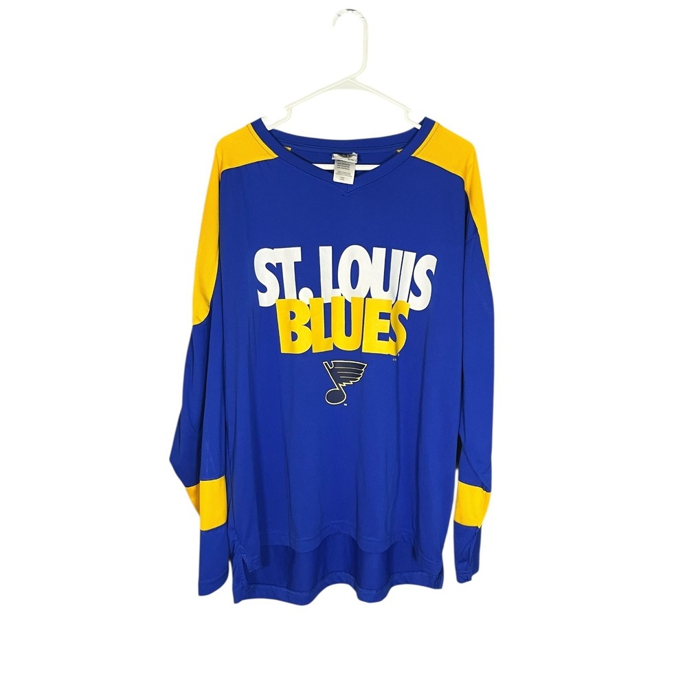 NHL St. Louis Blues Hockey Men's Polyester Shirt Jersey V Neck L Lightweight